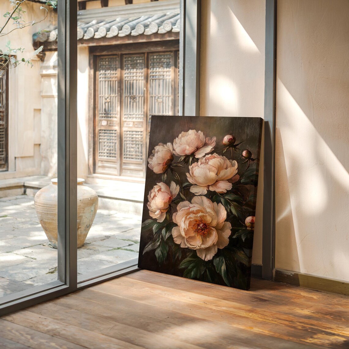 Elegant White Peonies Vintage Oil Painting Style Floral Poster - Image 6