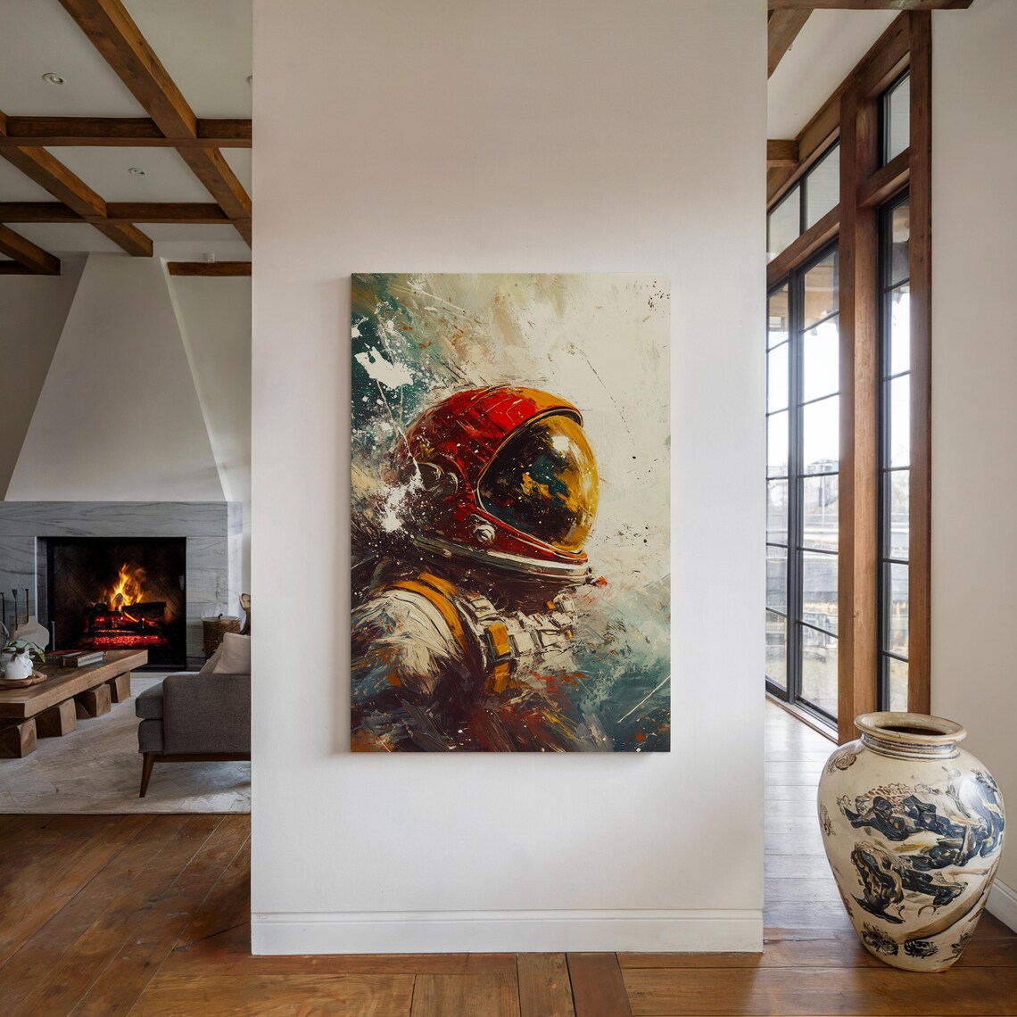 Abstract Astronaut Art Print, Cosmic Brush Strokes - Image 6