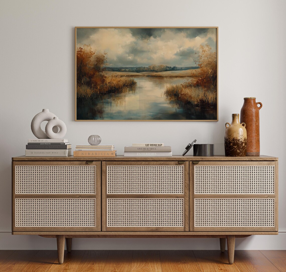 Tranquil Autumn River Landscape, Rustic Nature Scene - Image 2