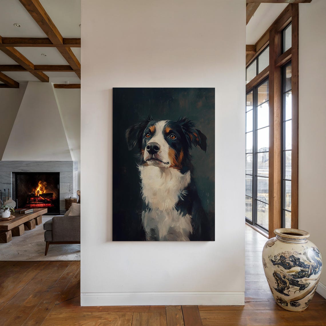 Bernese Mountain Dog Portrait Vintage Oil Painting Style Poster - Image 2