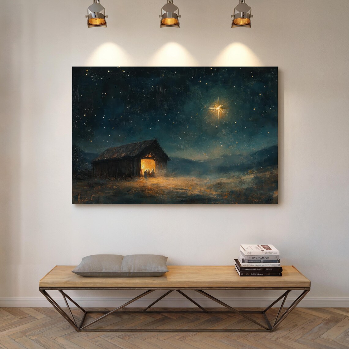 Nativity Barn Scene Rustic Christmas Wall Art - Image 5