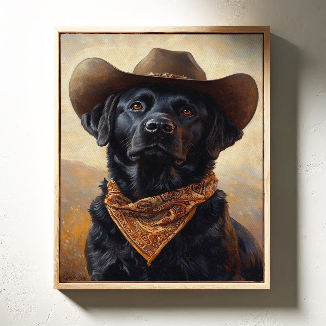 Black Labrador Cowboy Hat And Bandana Western Dog Portrait Poster - Image 5