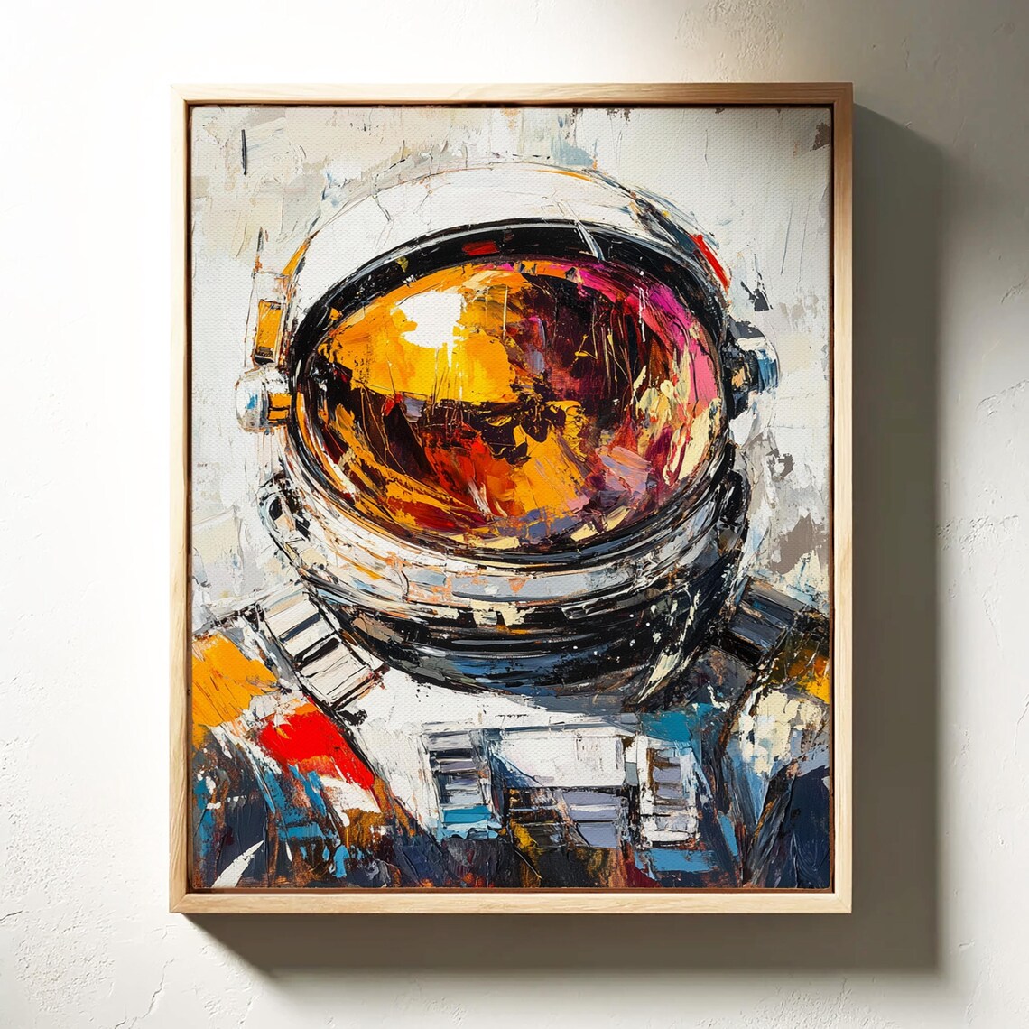 Abstract Astronaut Helmet Painting with Bold Brushstrokes Cosmic Art Poster - Image 4