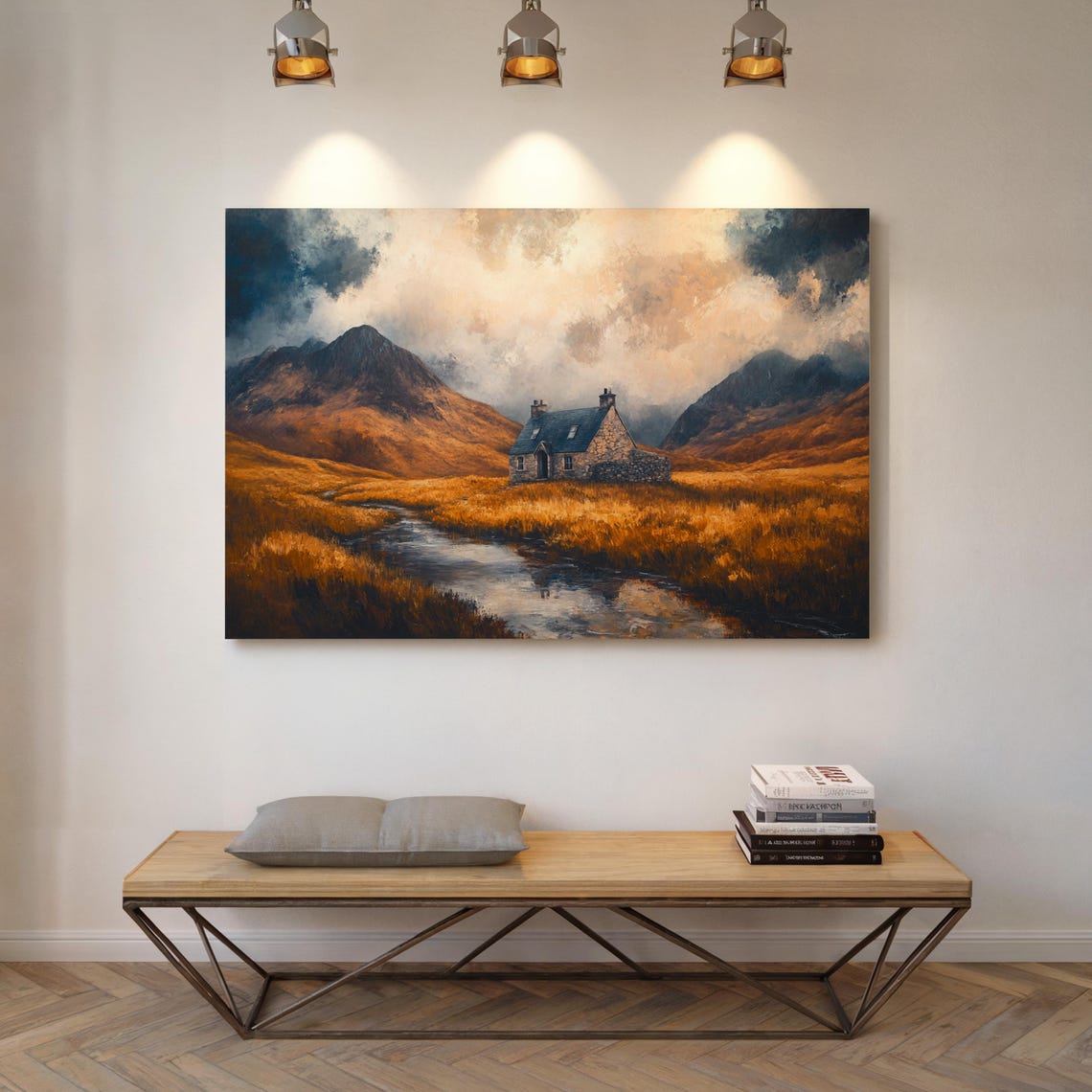 Rustic Highland Cottage In Golden Fields Mountain Landscape Poster - Image 5