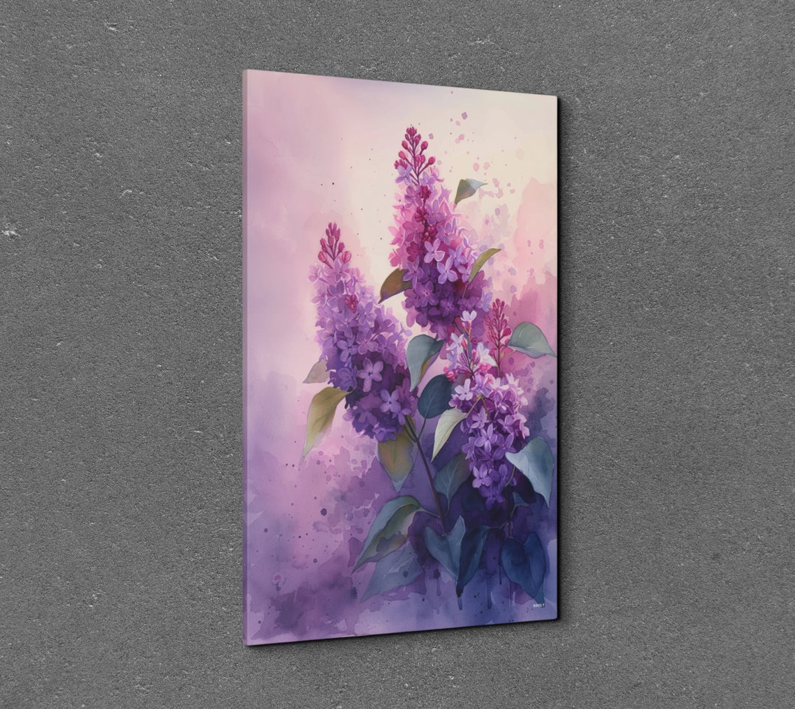 Dreamy Pink Lilac Branch Watercolor Spring Blossom Floral Poster - Image 3