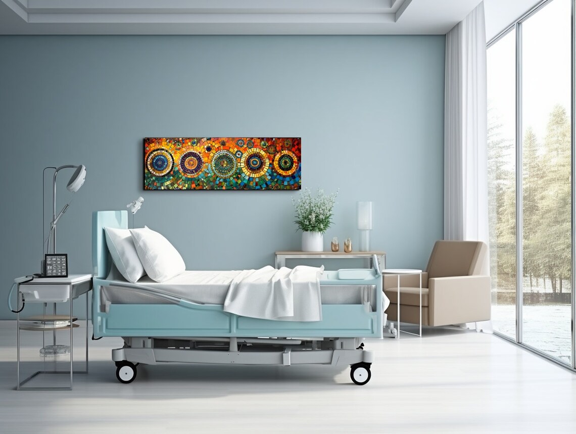 Colorful Mosaic Style Mid-Century Panoramic Art - Image 6
