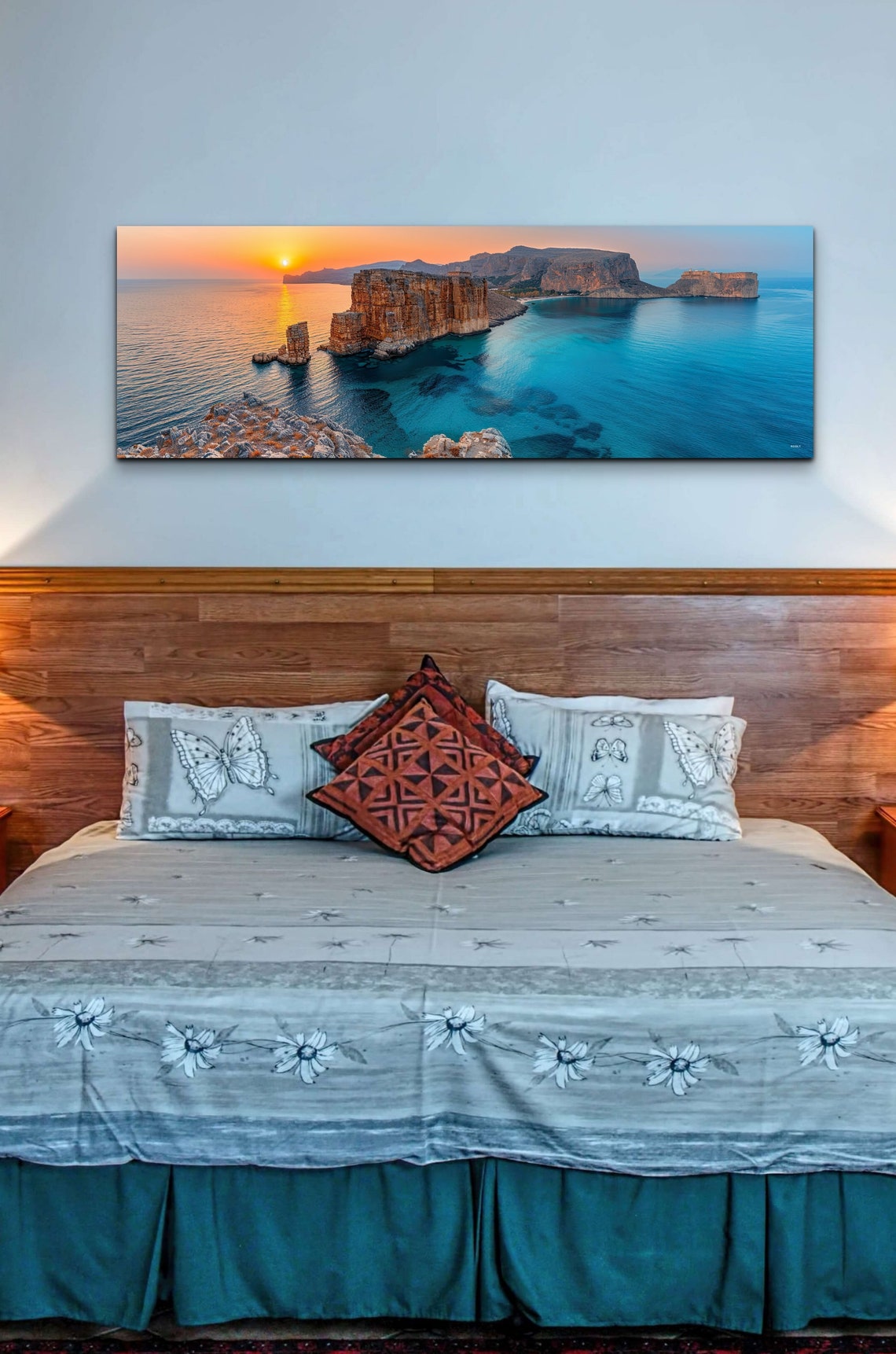 Dramatic Sea Cliffs Sunset Turquoise Water Coastal Panoramic Print - Image 6
