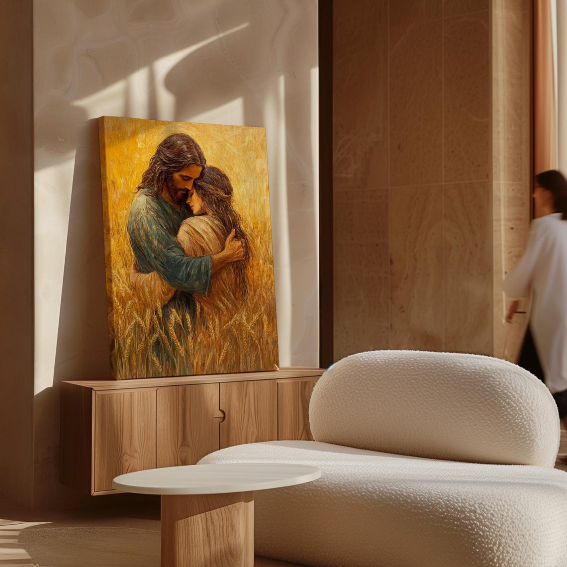 Jesus Embracing A Woman In A Golden Wheat Field Christian Oil Painting Spiritual Artwork For Home Decor Emotional Religious Wall Art - Image 7