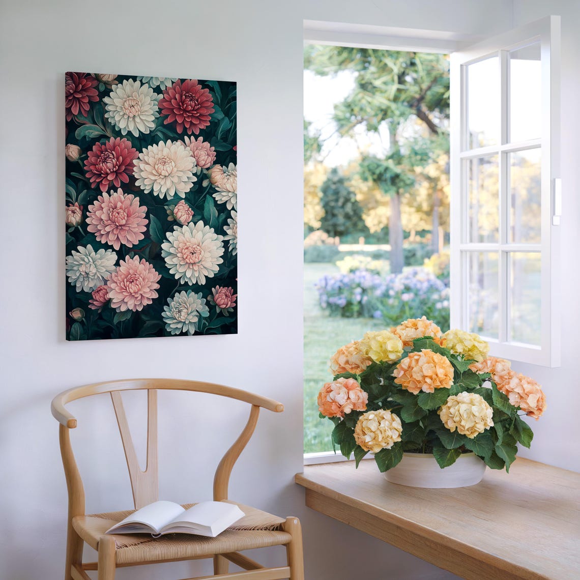 Dramatic Chrysanthemum Floral Pattern Vintage Botanical Poster - Image 3