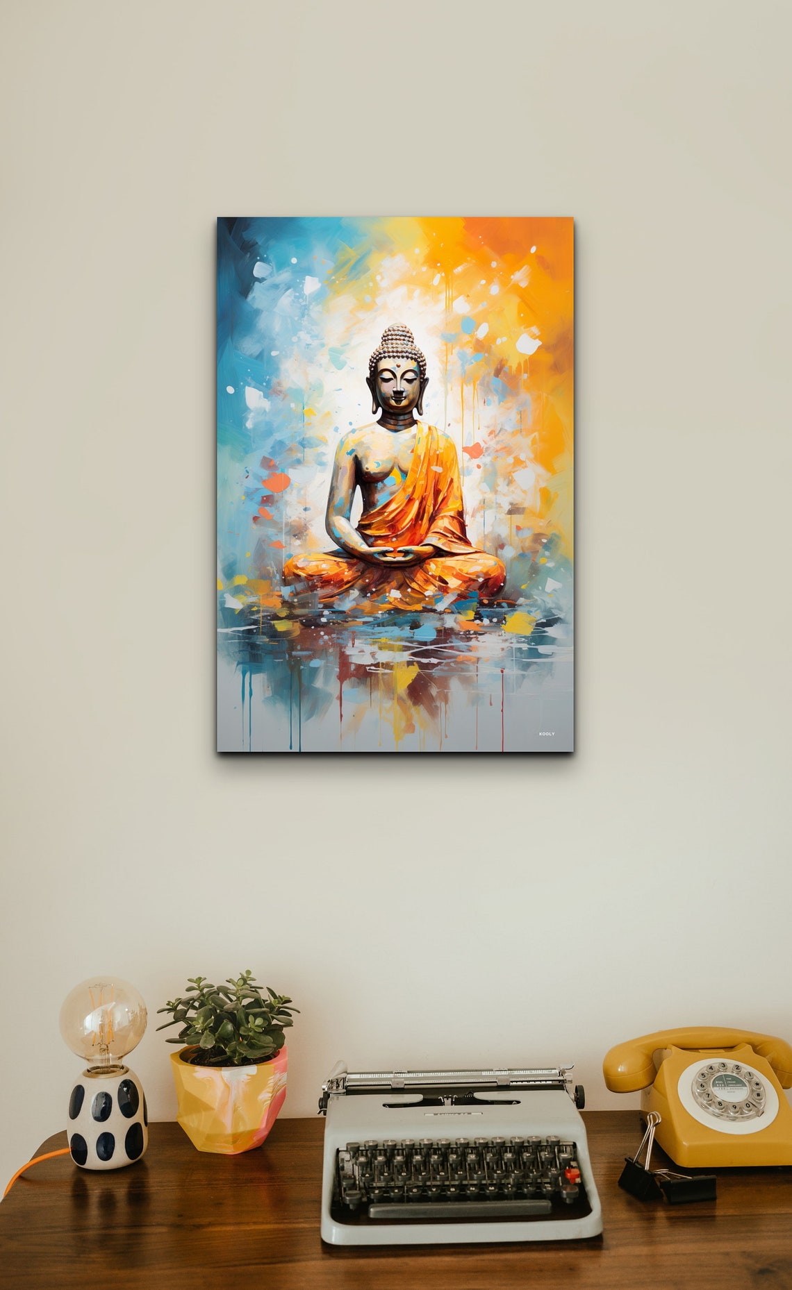 Buddha Meditating in Colorful Abstract Watercolor Splash Art Poster - Image 4