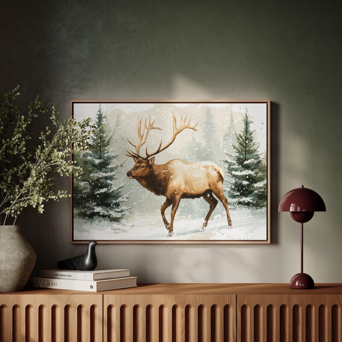 Rustic Primitive Reindeer Reading, Farmhouse Christmas - Image 4