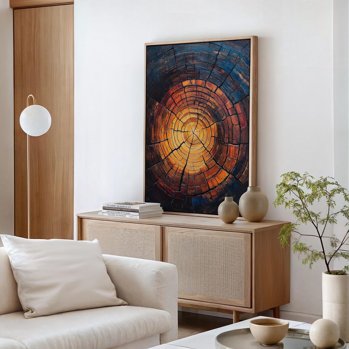 Tree Rings Cross Section Amber Blue Abstract Wood Texture Poster - Image 5