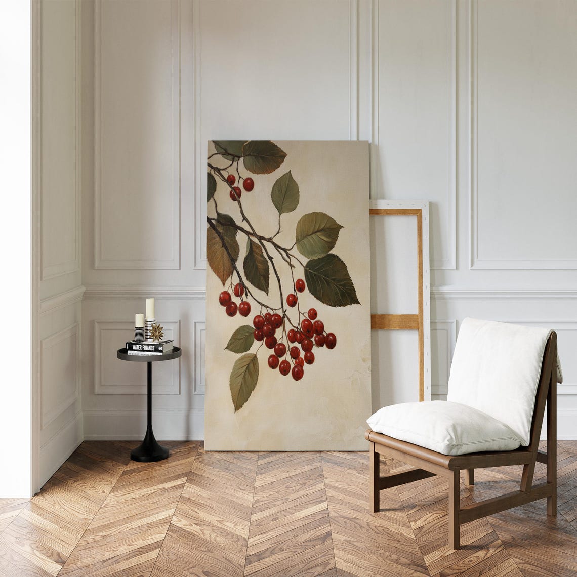 Hanging Red Berries Branch Vintage Style Botanical Art Poster - Image 2
