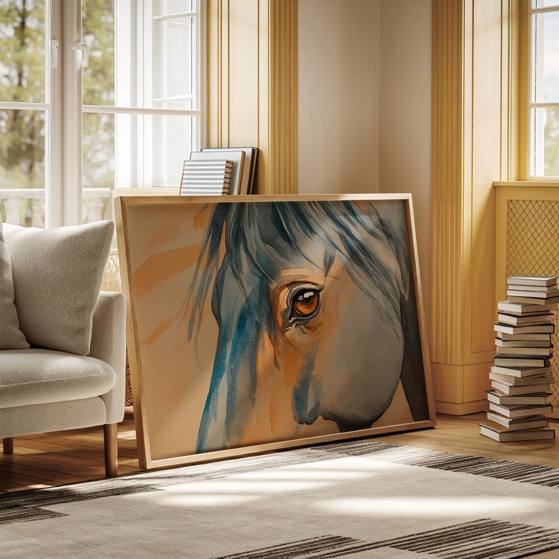 Watercolor Horse Eye Art, Elegant Equine Portrait
