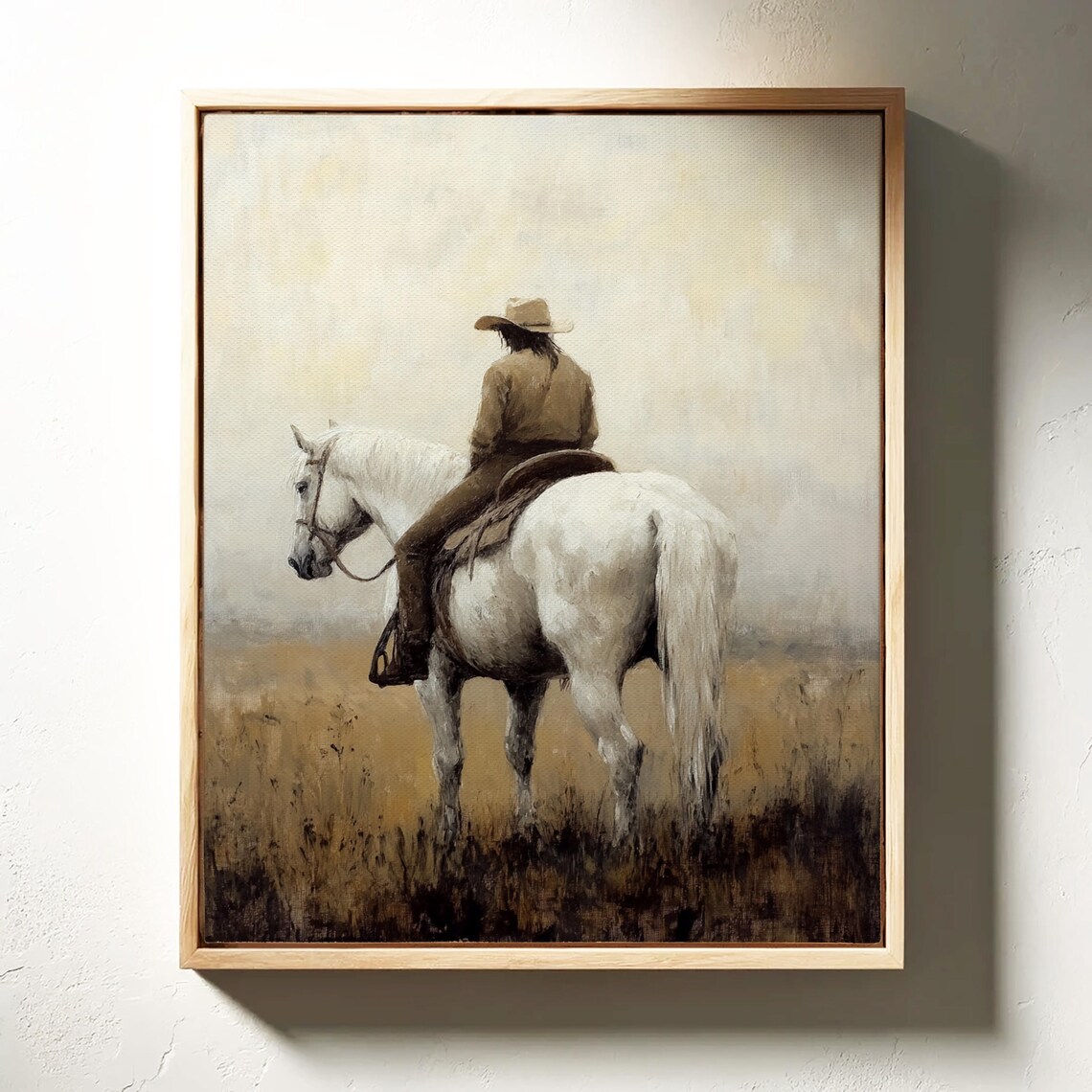 Western Cowboy On Horseback, Vintage Art Print - Image 4