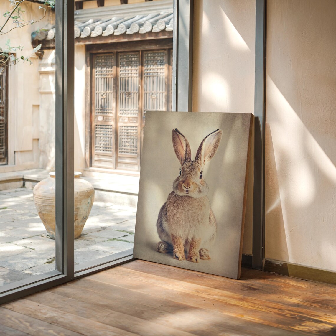 Realistic Brown Rabbit Portrait Minimalist Farmhouse Animal Wall Art Poster - Image 4