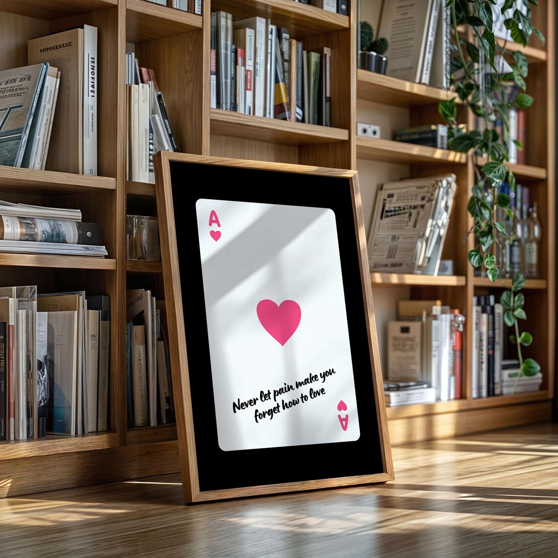 Ace Of Hearts Love Quote Never Let Pain Modern Card Style Poster