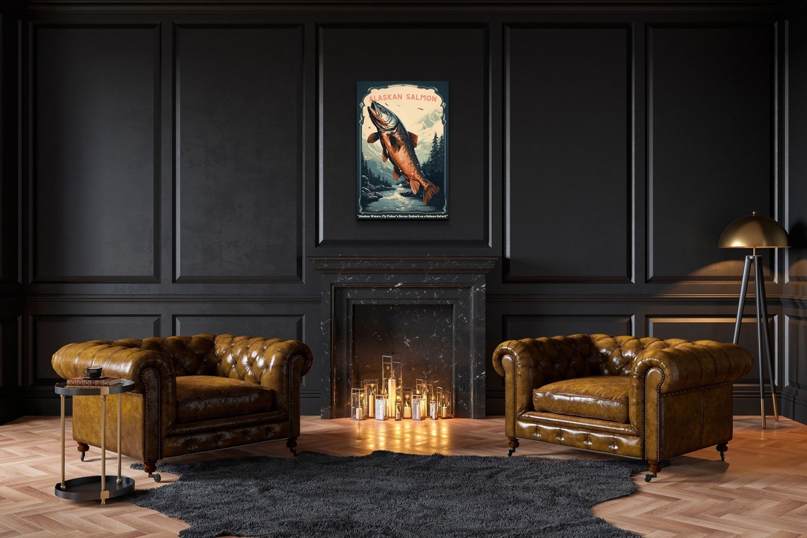 Alaskan Salmon Vintage Wall Art Vintage Fishing Wall Art Fishing Wall Art Fishing Prints Gift For Dad Fishing Gift - Image 3