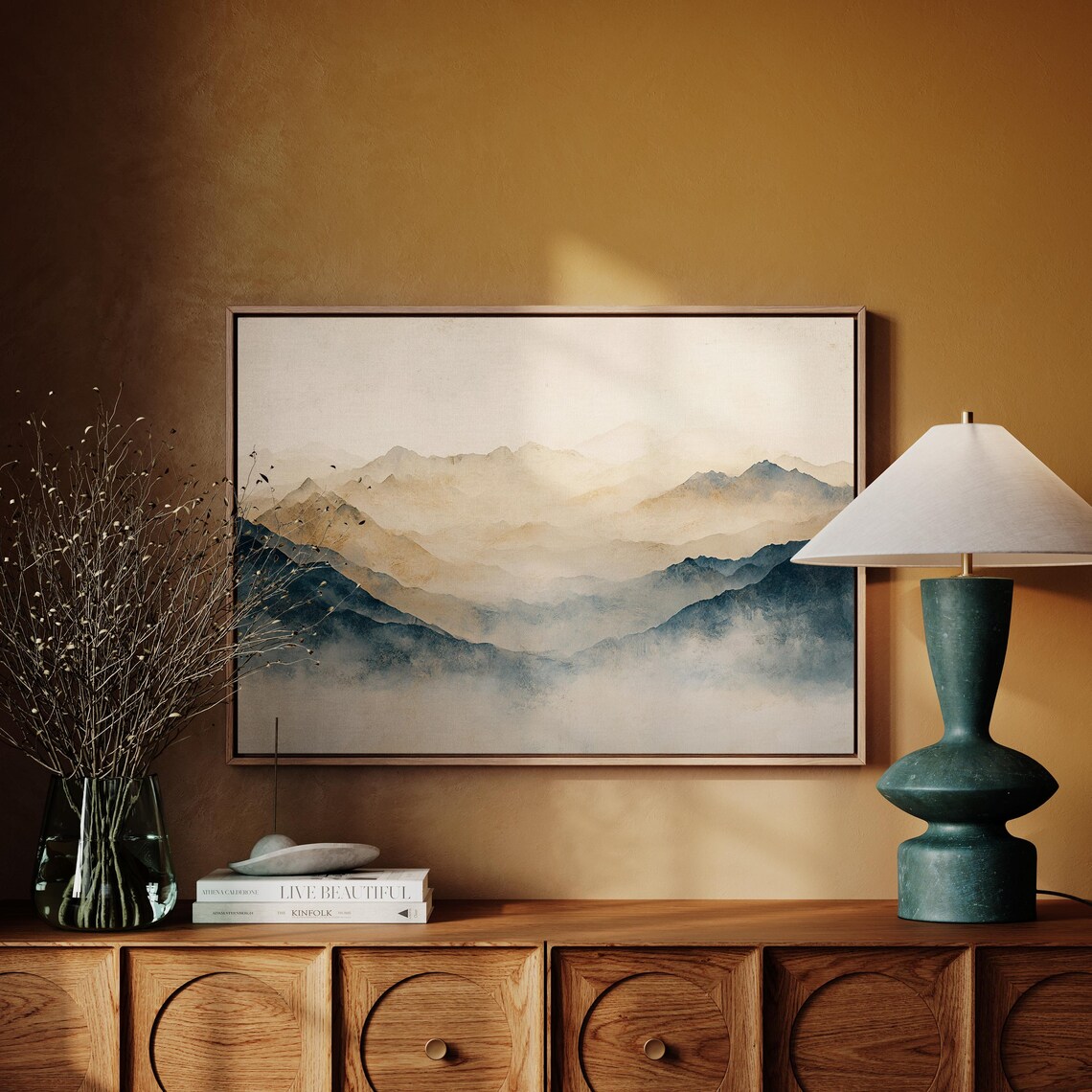 Abstract Misty Mountain Landscape, Modern Nature Decor - Image 7