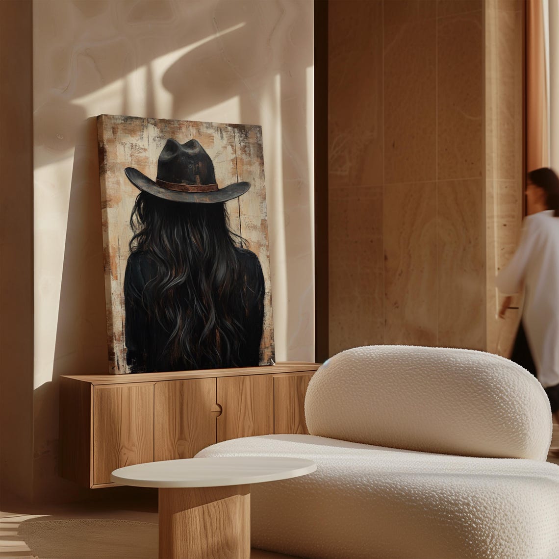 Mysterious Cowgirl Art Western Rustic Wall Decor Vintage Black Hat And Long Hair Poster - Image 4