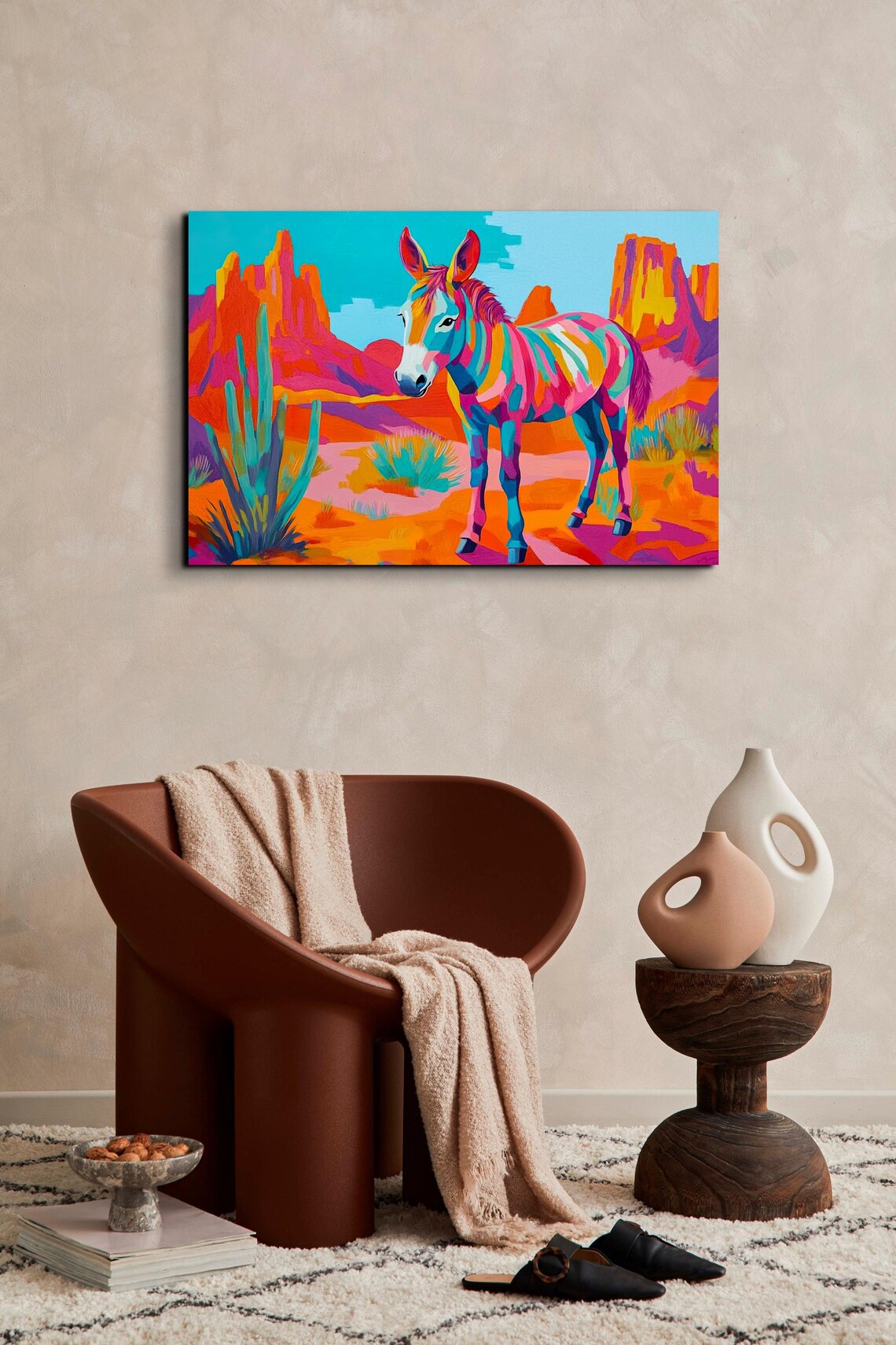 Day Glow Southwest Donkey Retro Desert Art Print - Image 6