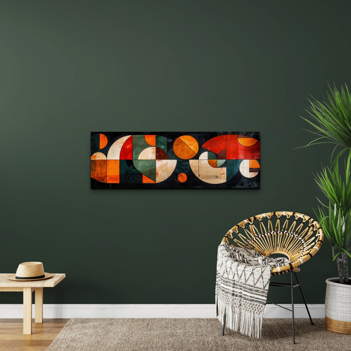 Bold Geometric Circles Mid Century Modern Abstract Warm Color Wall Art - Image 5