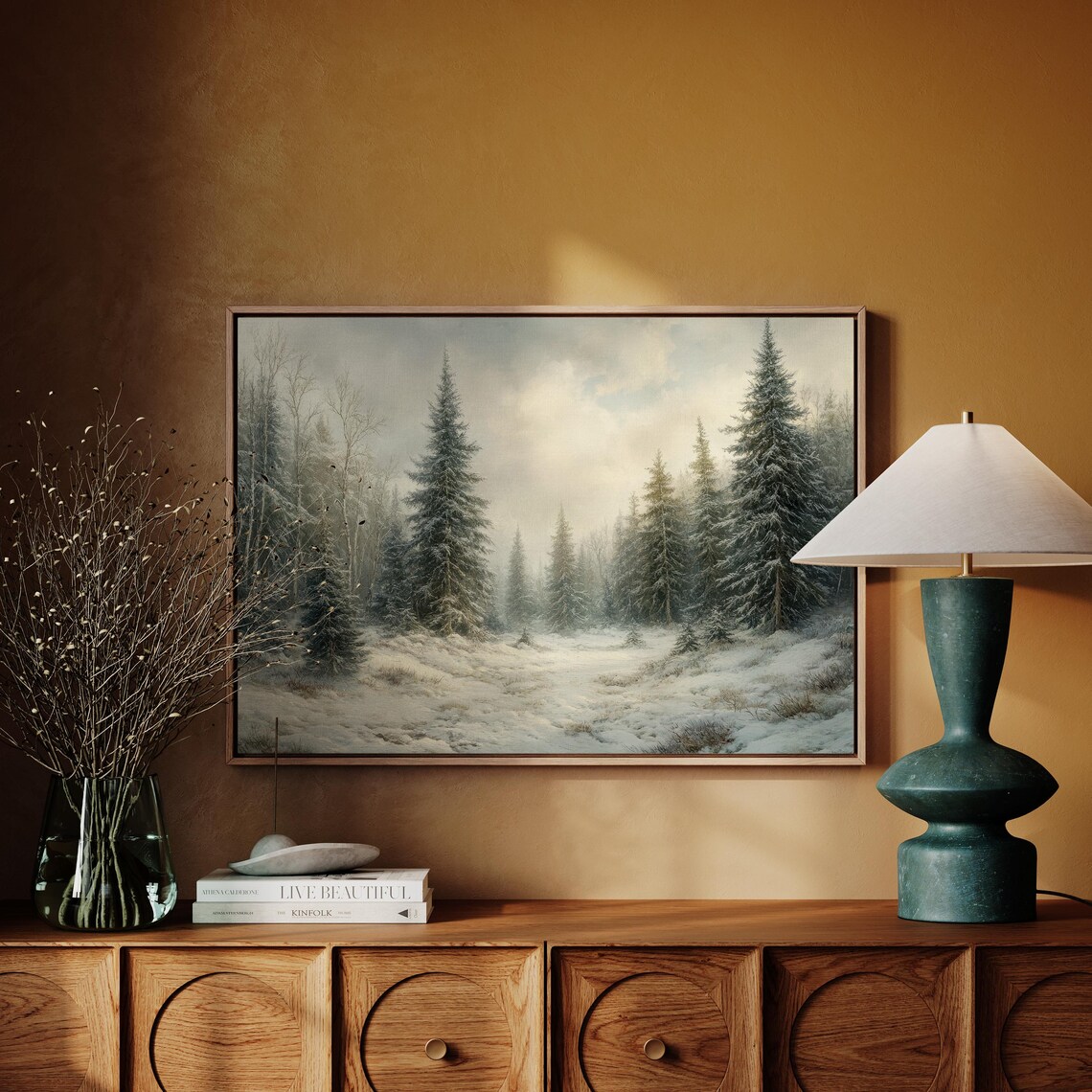 Christmas Time Snow-Crusted Pine Trees Forest Art Print - Image 3