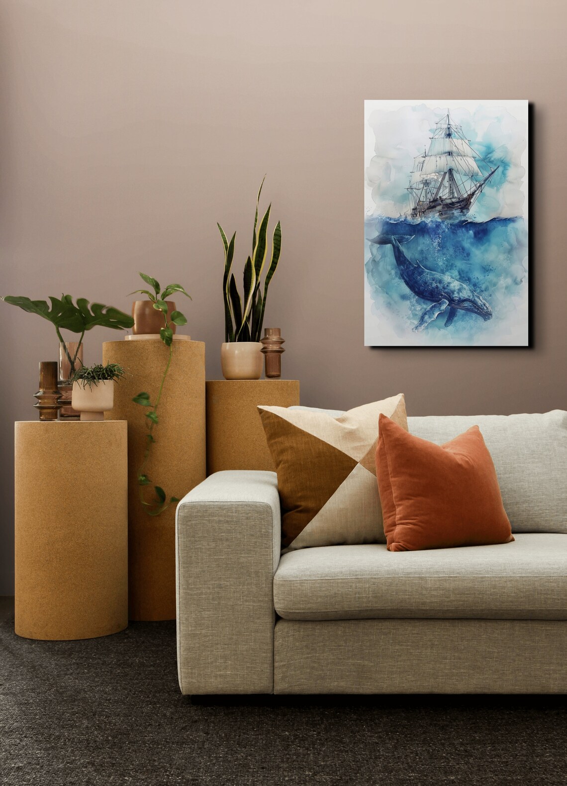 Whale Pirate Ship Watercolor Art Print, Nursery - Image 7