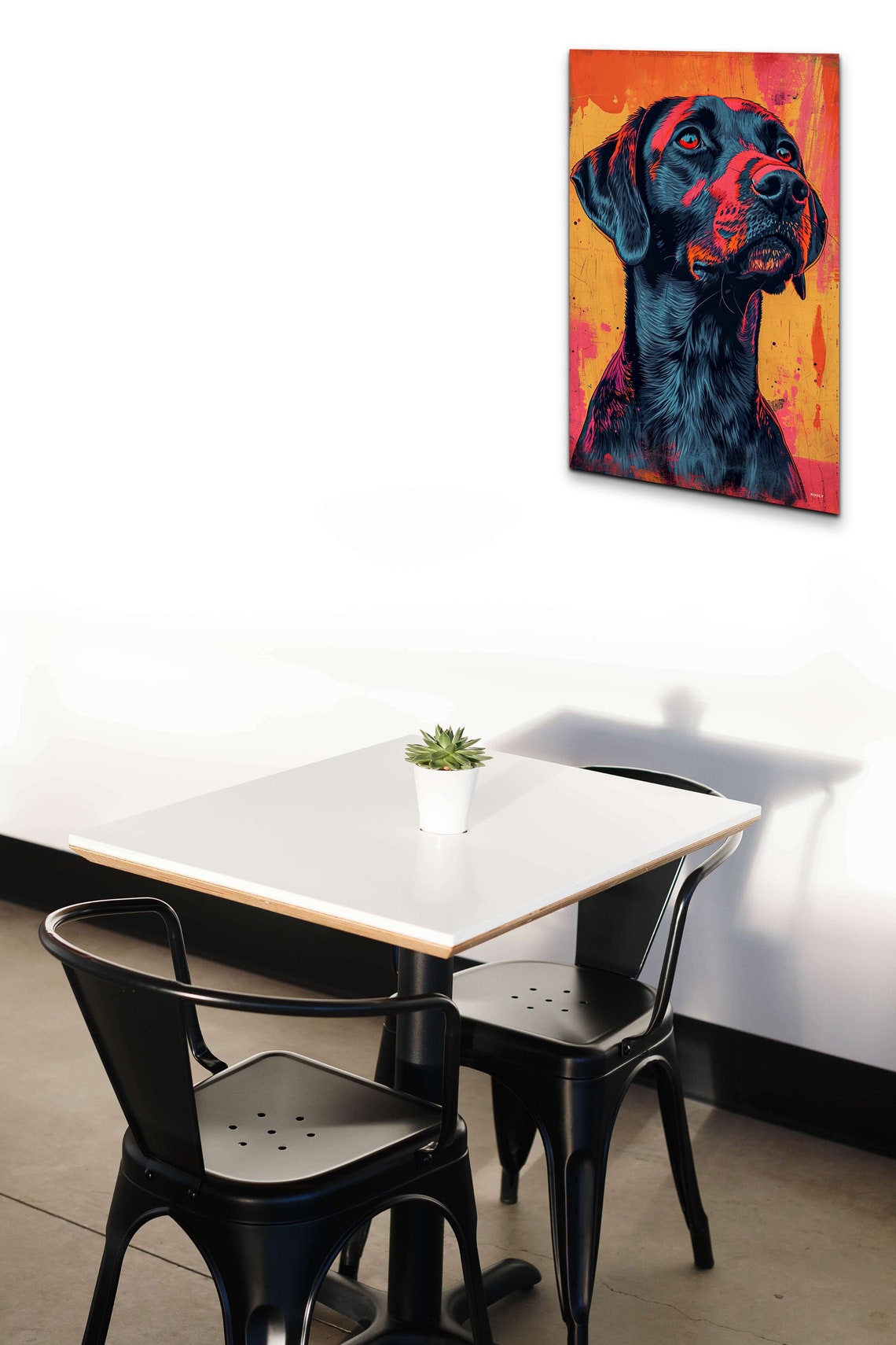 Black Labrador Retriever Portrait on a Fiery Orange Background Poster - Image 4