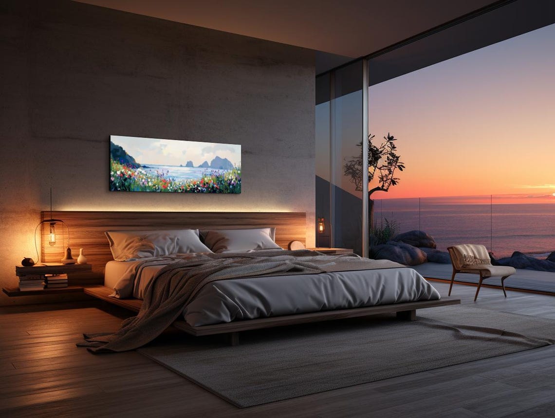Coastal Wildflower Meadow Ocean View Panoramic Landscape Poster - Image 6