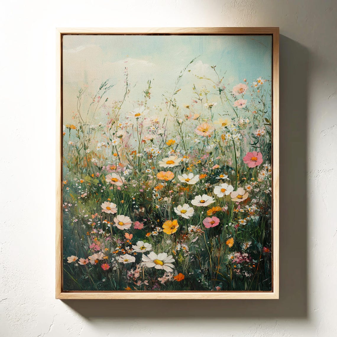 Wildflower Meadow Daisies And Cosmos Soft Pastel Floral Wall Art - Image 3