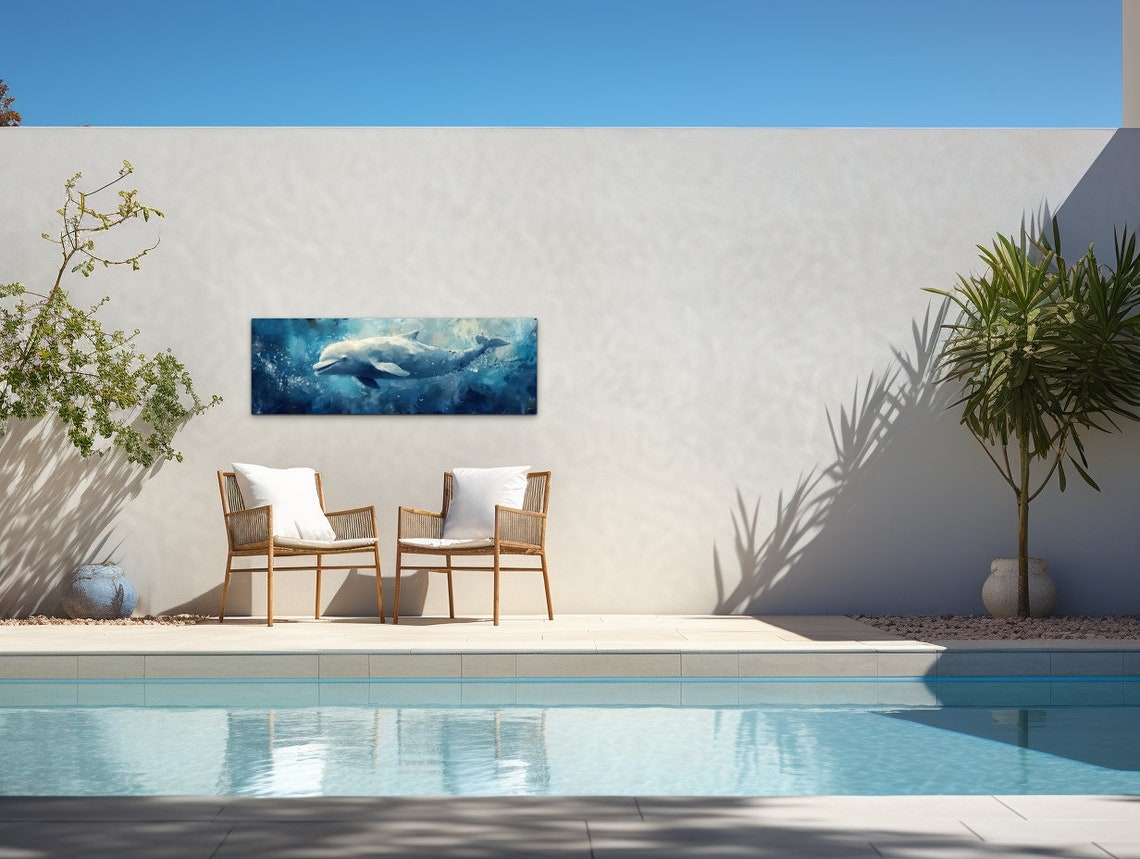 Beluga Whale Blue Abstract Watercolor Swimming Ocean Art Poster - Image 7