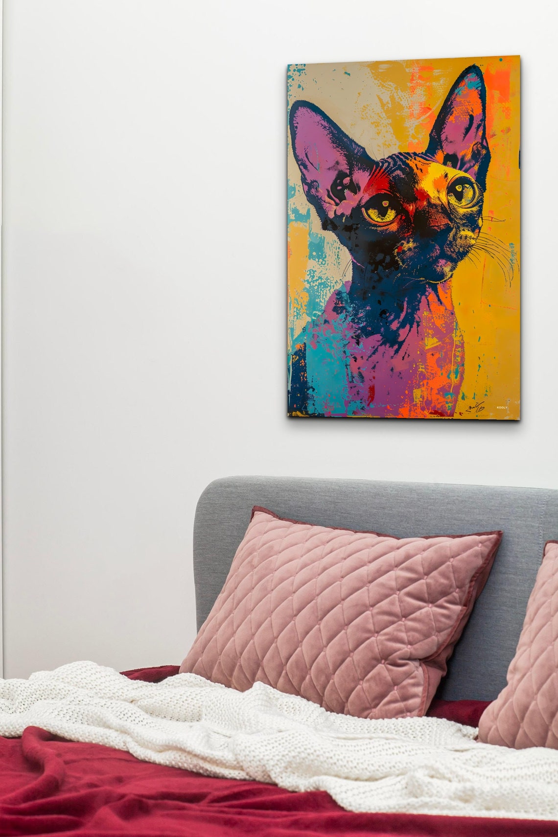 Devon Rex Cat Portrait, Animal Decor - Image 5
