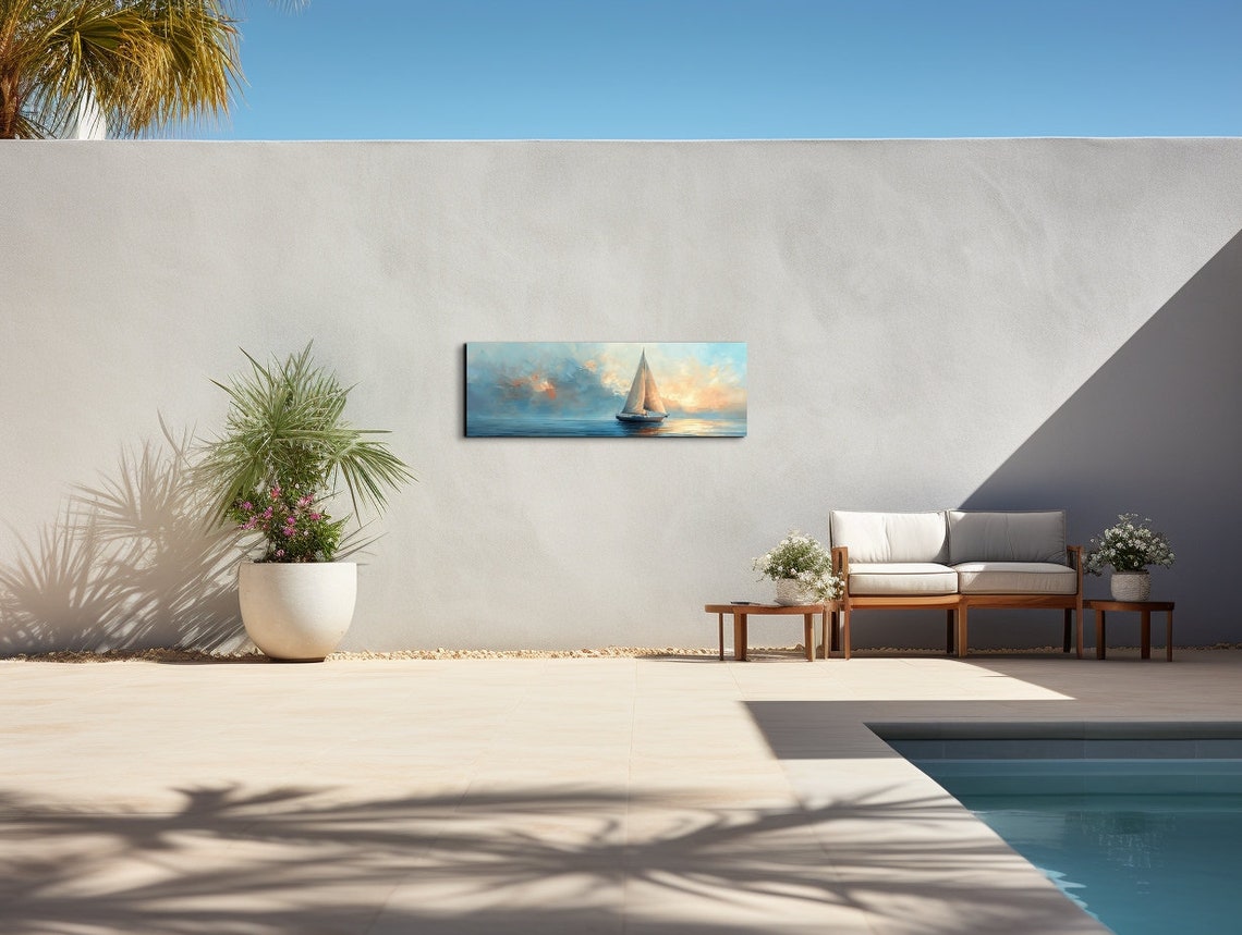 Sailboat At Sunset Impressionist Oil Painting Coastal Art Poster - Image 7