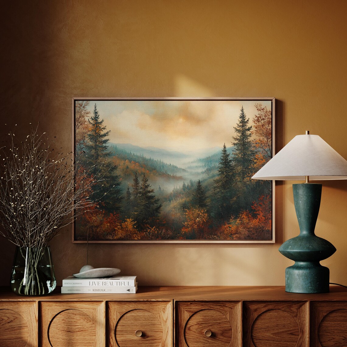 Misty Autumn Mountain Landscape, Art Print - Image 3