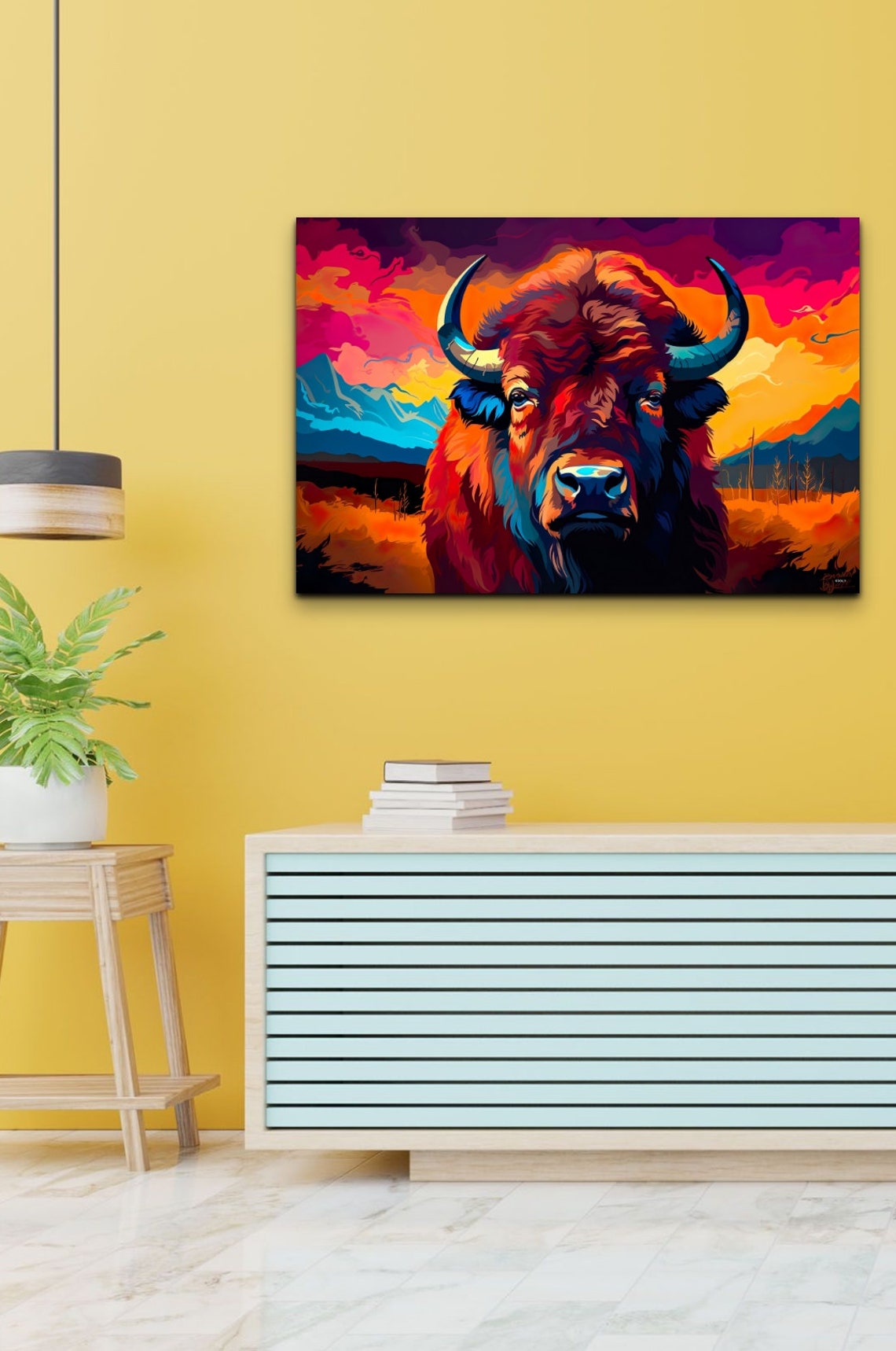 Dayglow Bison, Modern Art Print - Image 7