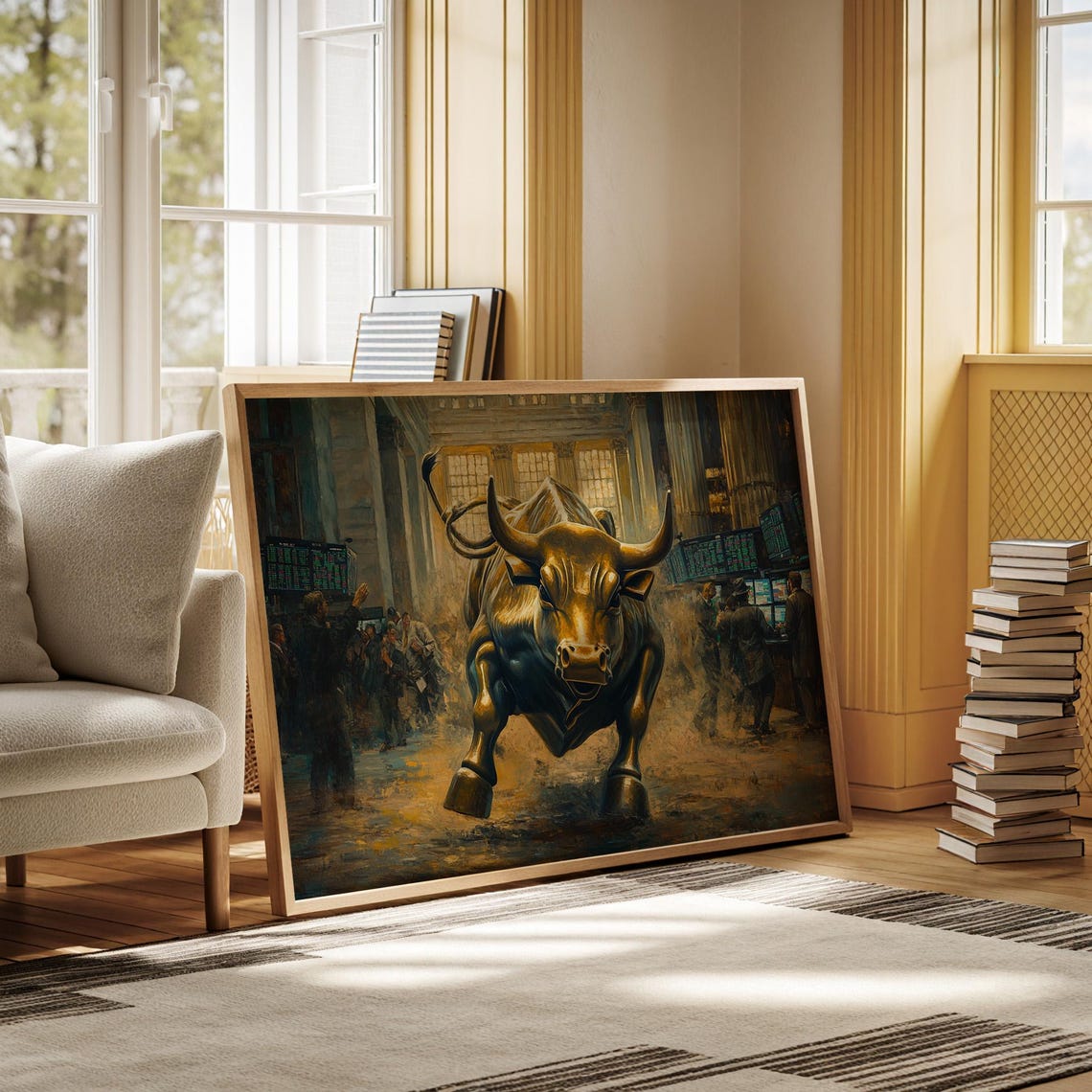 Wall Street Bull Stock Market Art Financial Success Print Bullish Market Painting Trading Office Decor Investor Gift - Image 4
