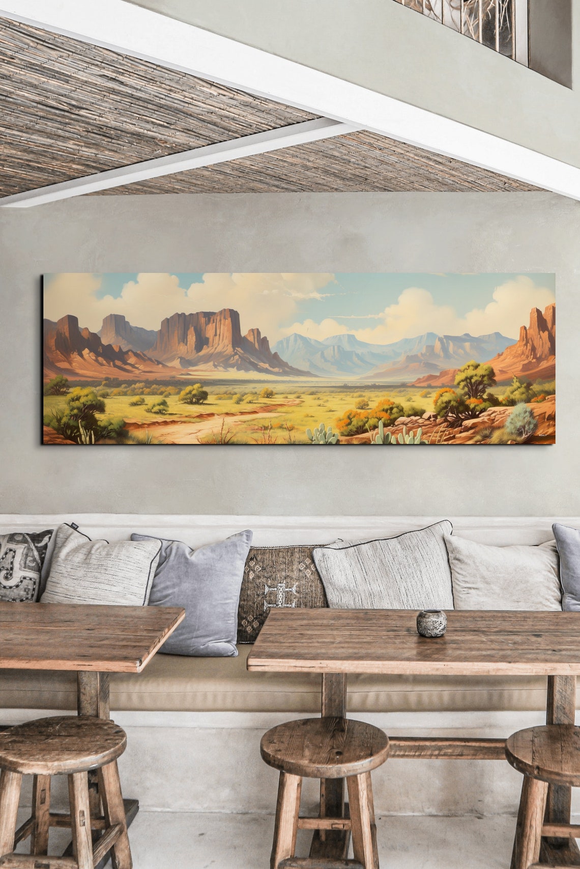 Panoramic Red Rock Desert Valley With Mesas Classic West Poster