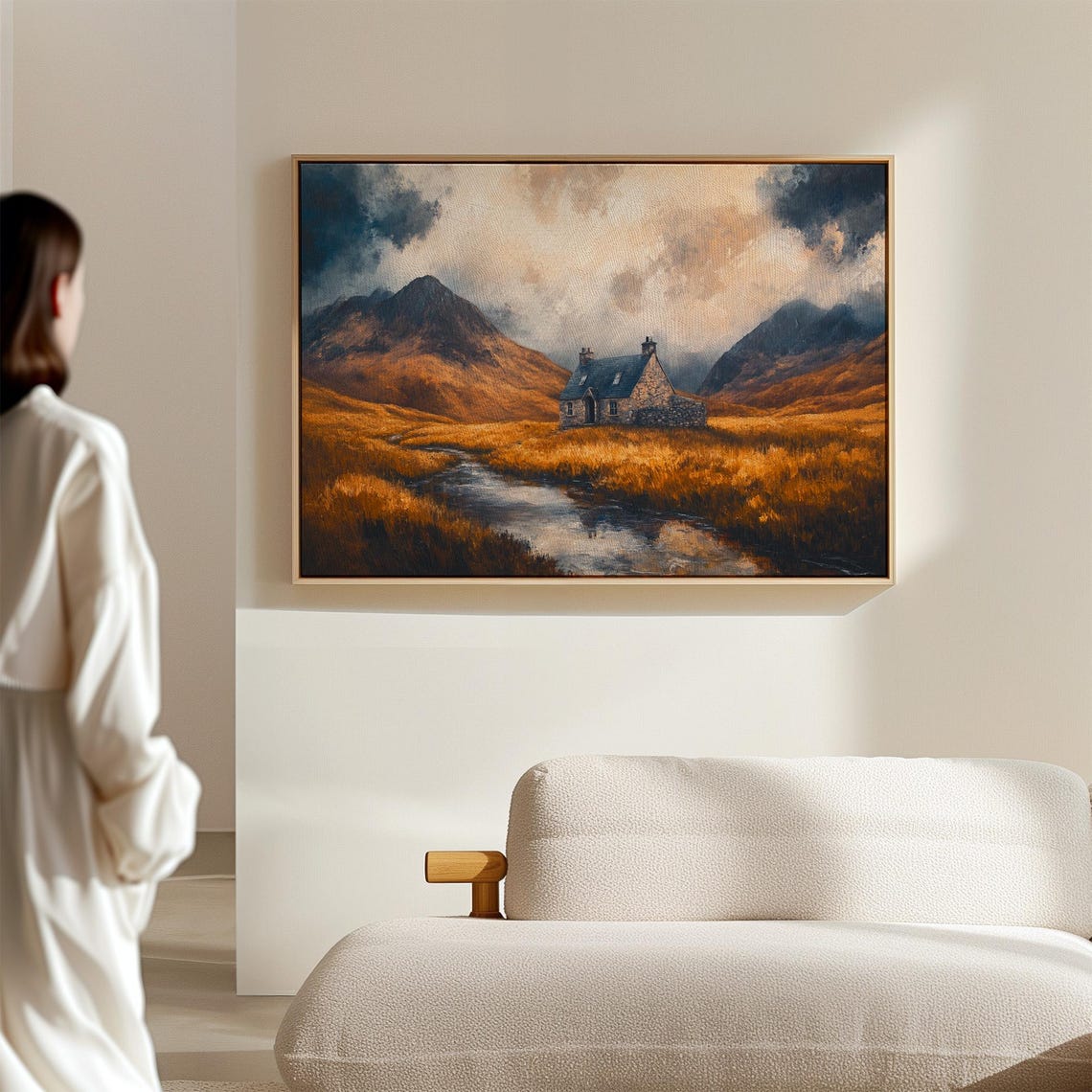 Rustic Highland Cottage In Golden Fields Mountain Landscape Poster - Image 7