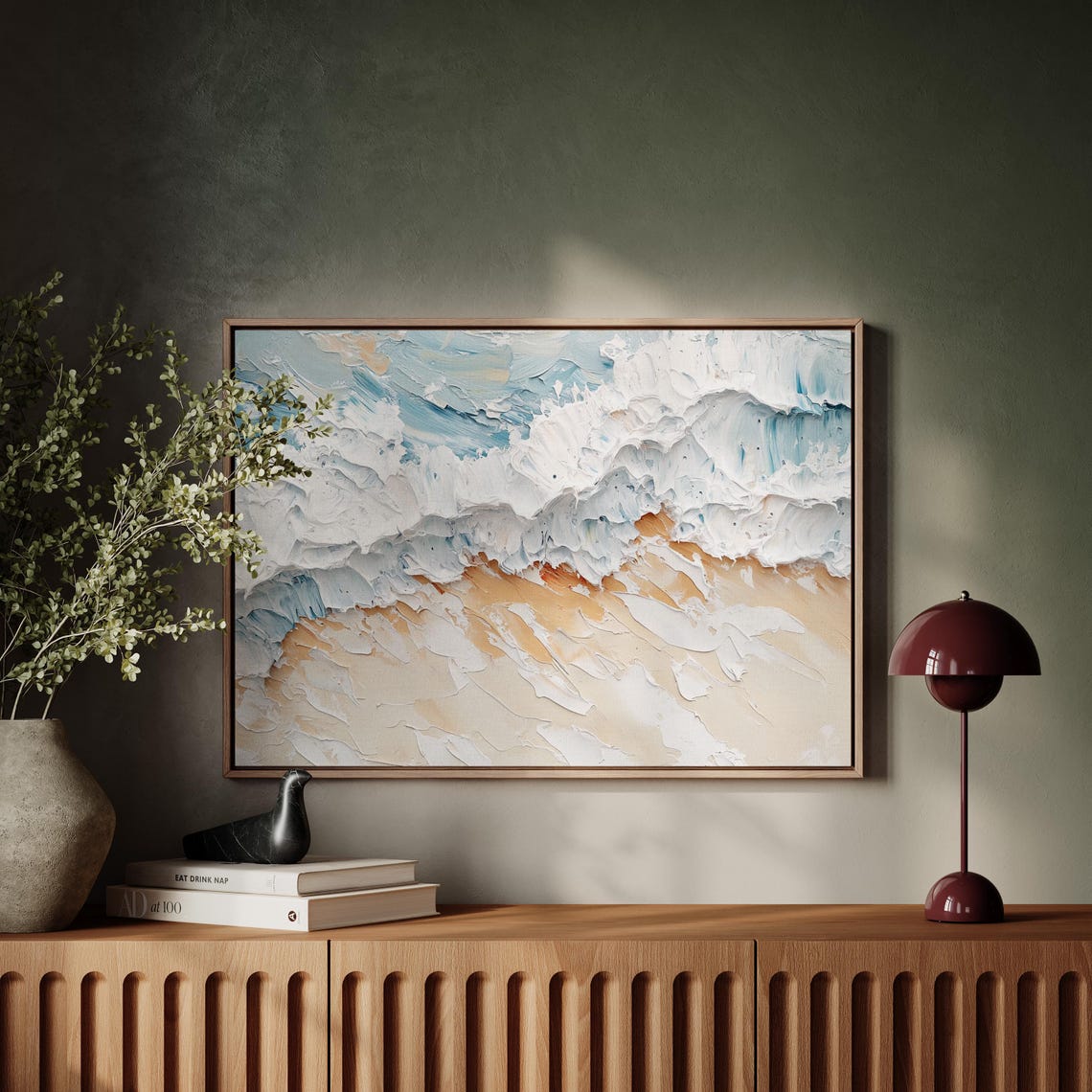 Textured Ocean Waves Crashing On Sandy Beach Abstract Coastal Poster - Image 3