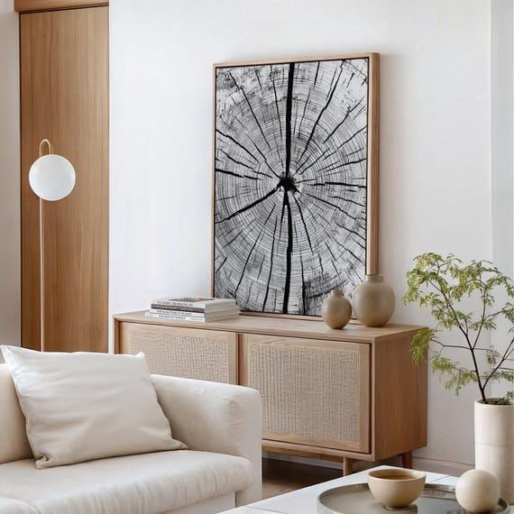 Tree Ring Wall Art, Minimalist Natural Decor