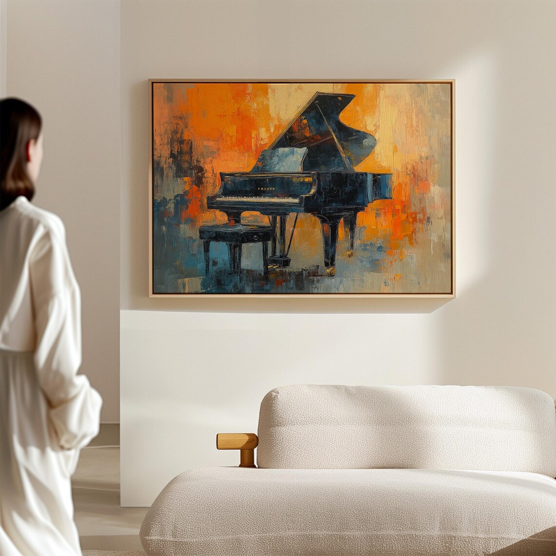 Grand Piano Blue Orange Bold Brushstroke Music Room Art Poster - Image 7