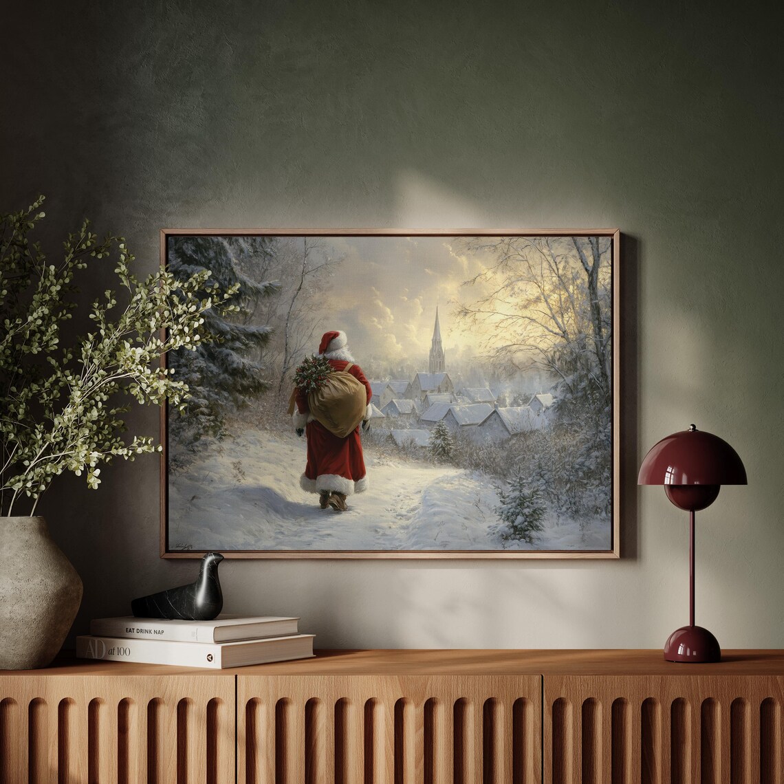 Santa Claus Coming To Deliver Presents, Christmas Art Print