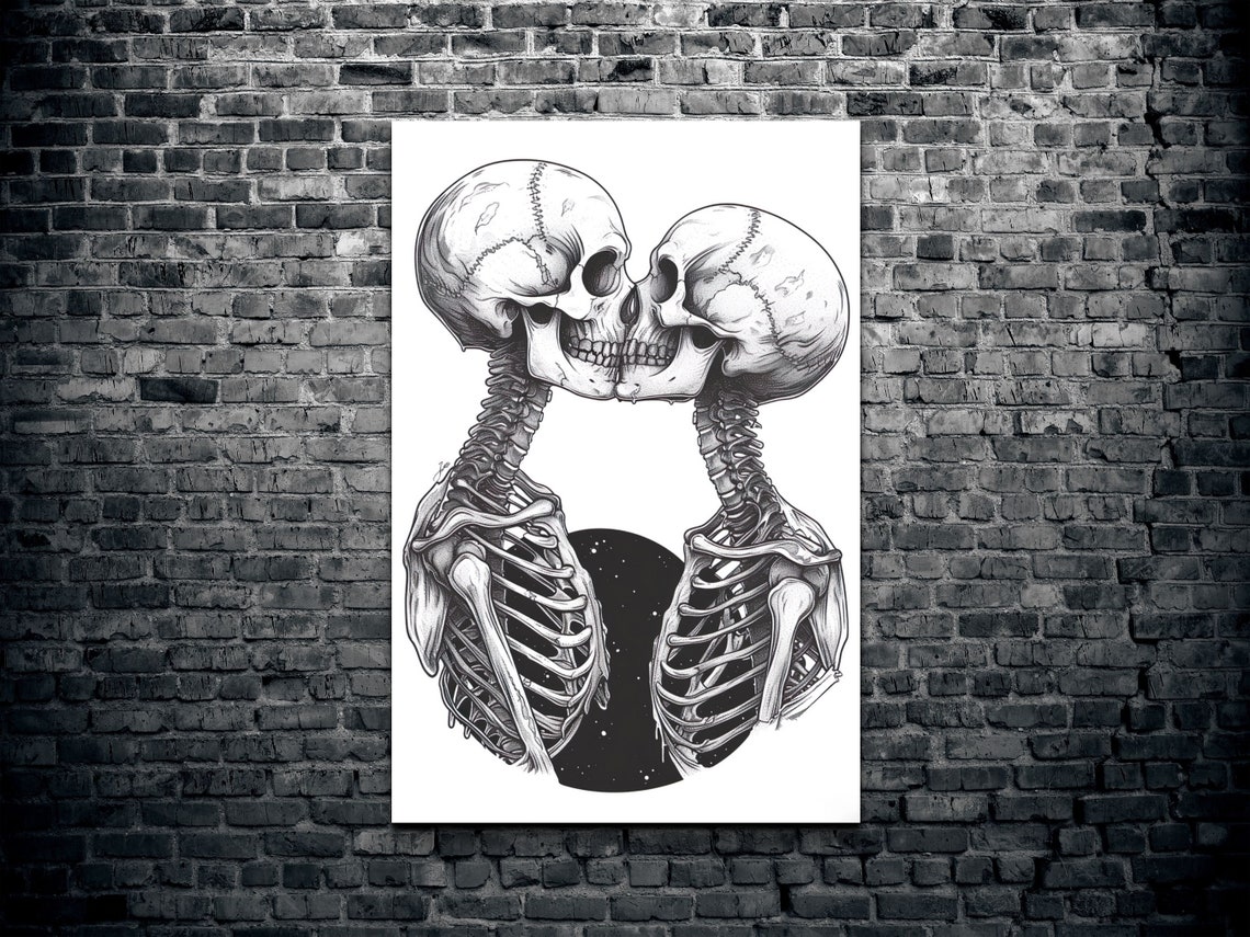 Romantic Skeleton Halloween Art Print - Image 2