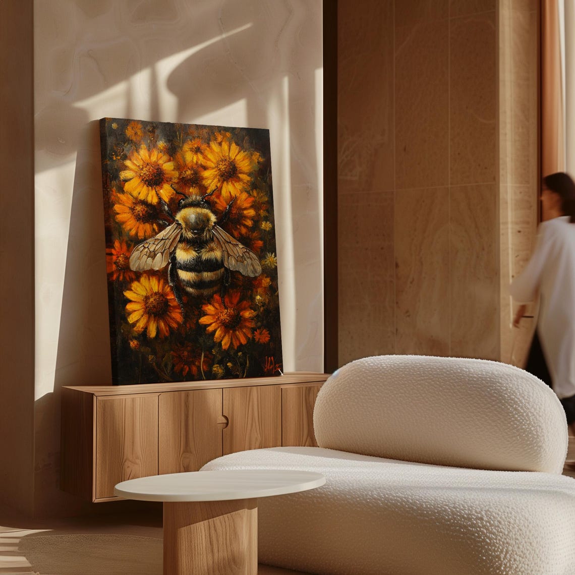 Realistic Bumblebee Among Yellow and Orange Wildflowers Poster - Image 5