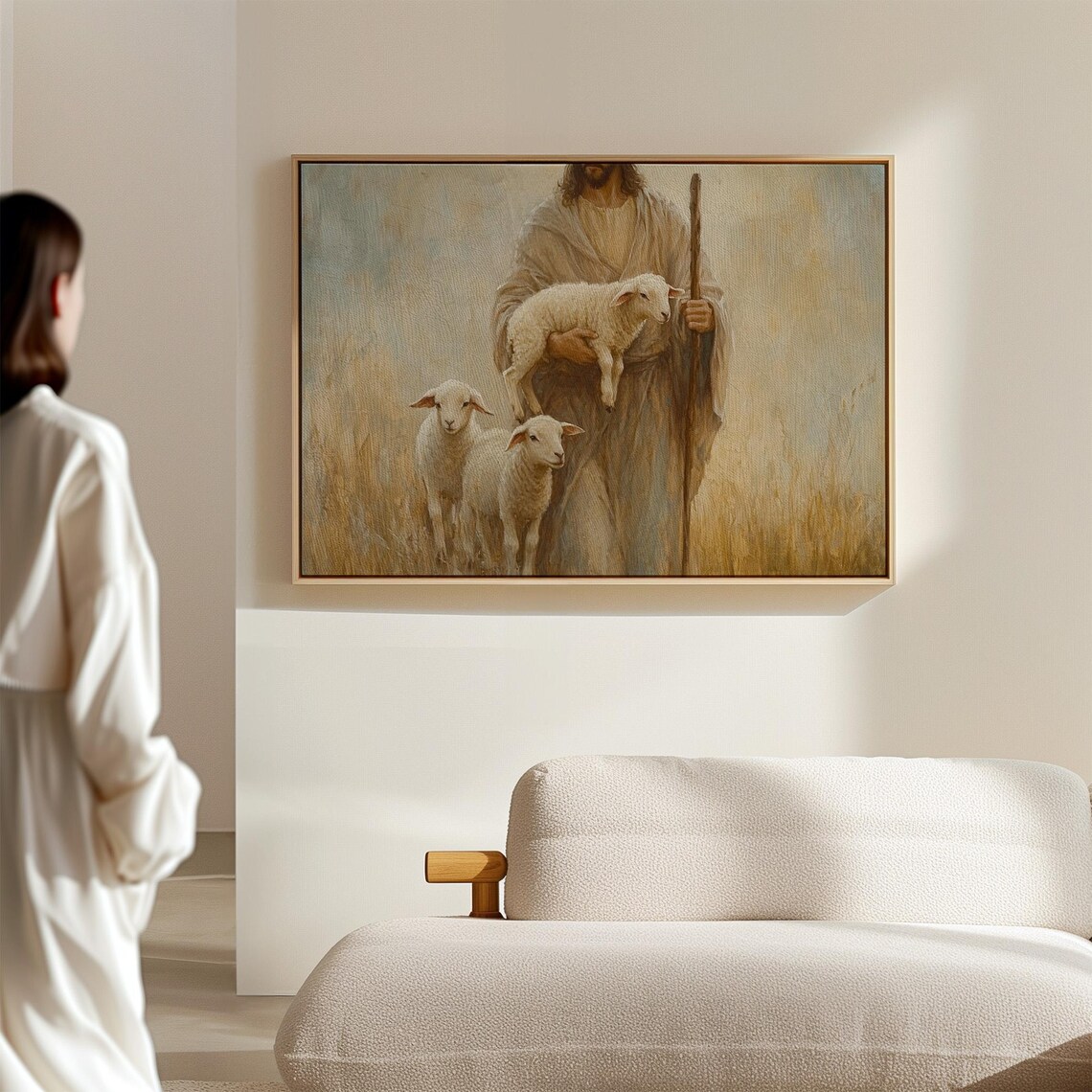 Jesus Carrying A Lamb Art Print, Good Shepherd - Image 4