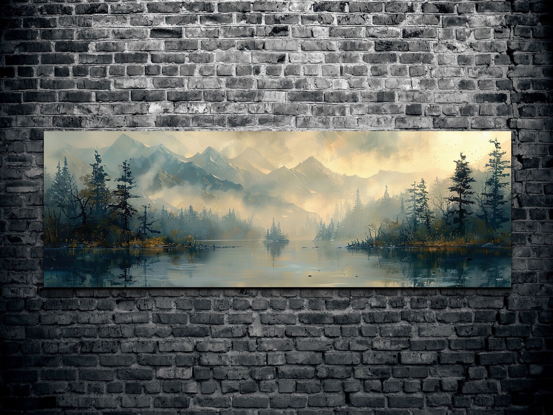 Foggy Mountains And Forest Art Print, Nature Decor - Image 2
