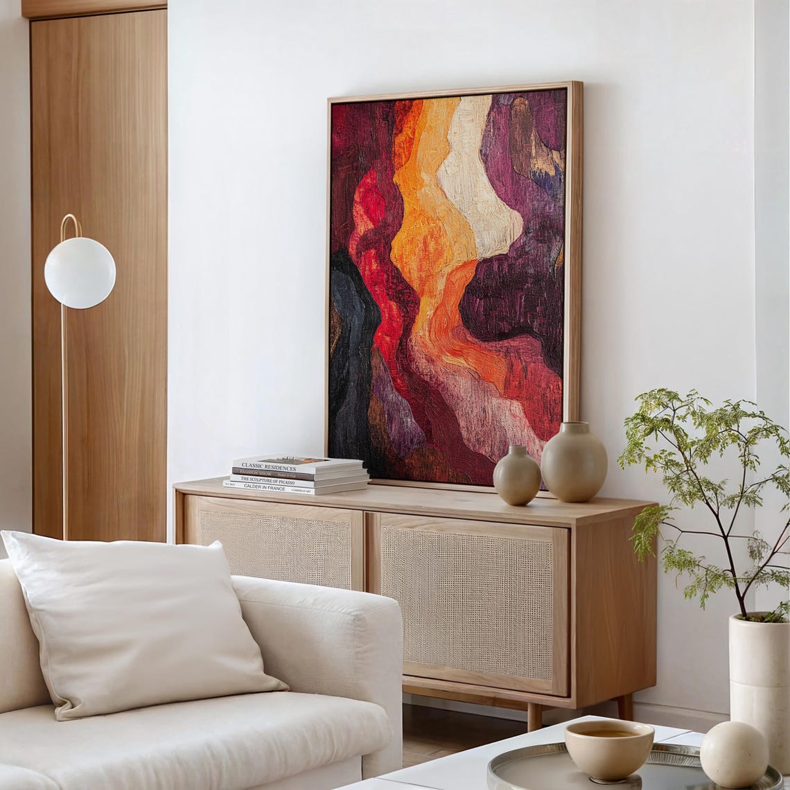 Abstract Textured Art Bold Earthy Fiery Red Orange Waves Modern Poster - Image 6