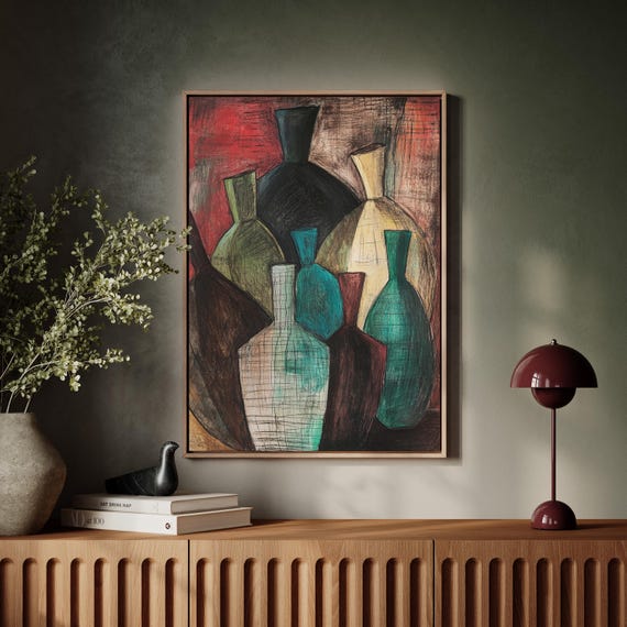 Abstract Vase Collection Midcentury Modern Bottle Art