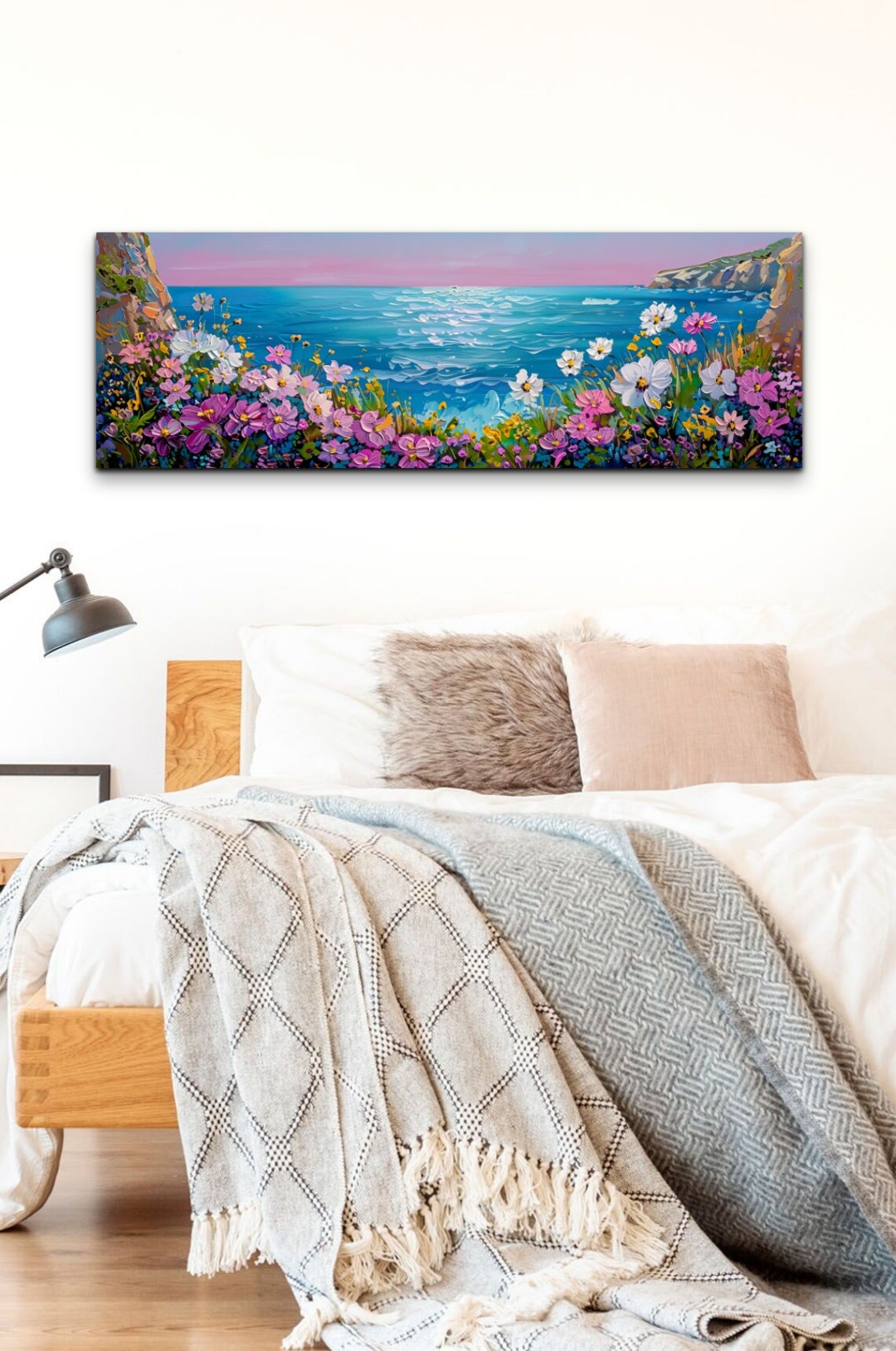Wildflowers on Coastal Cliffs Overlooking a Turquoise Ocean Panoramic Poster - Image 7